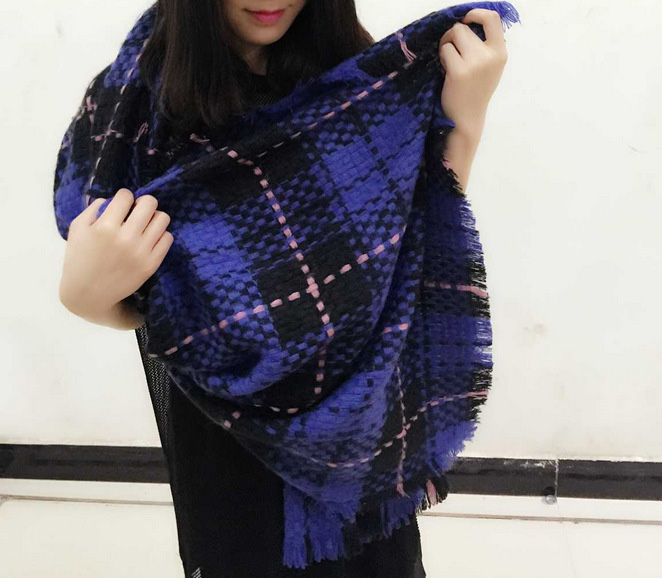 Wholesale plaid cashmere shawl
