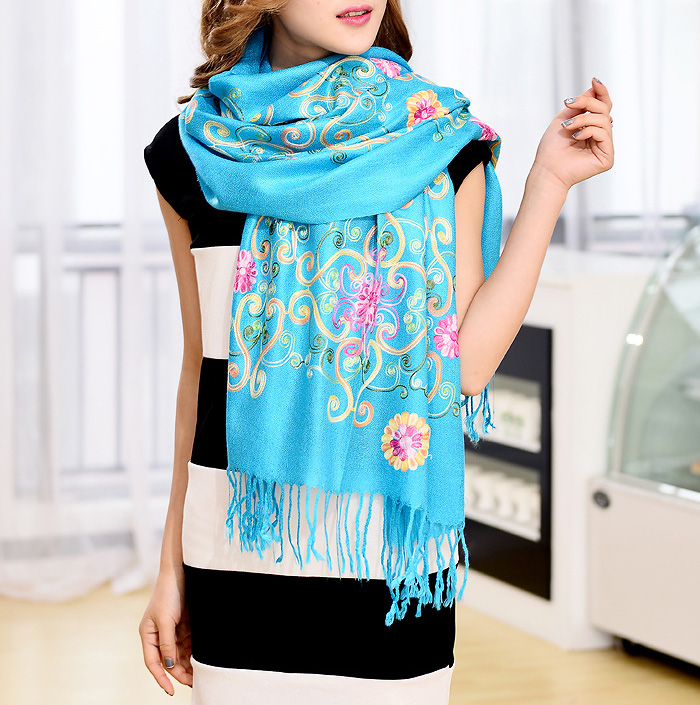 Wholesale embroidered cashmere scarves