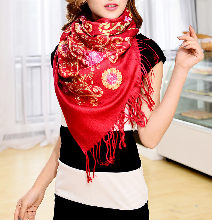 Wholesale embroidered cashmere scarves