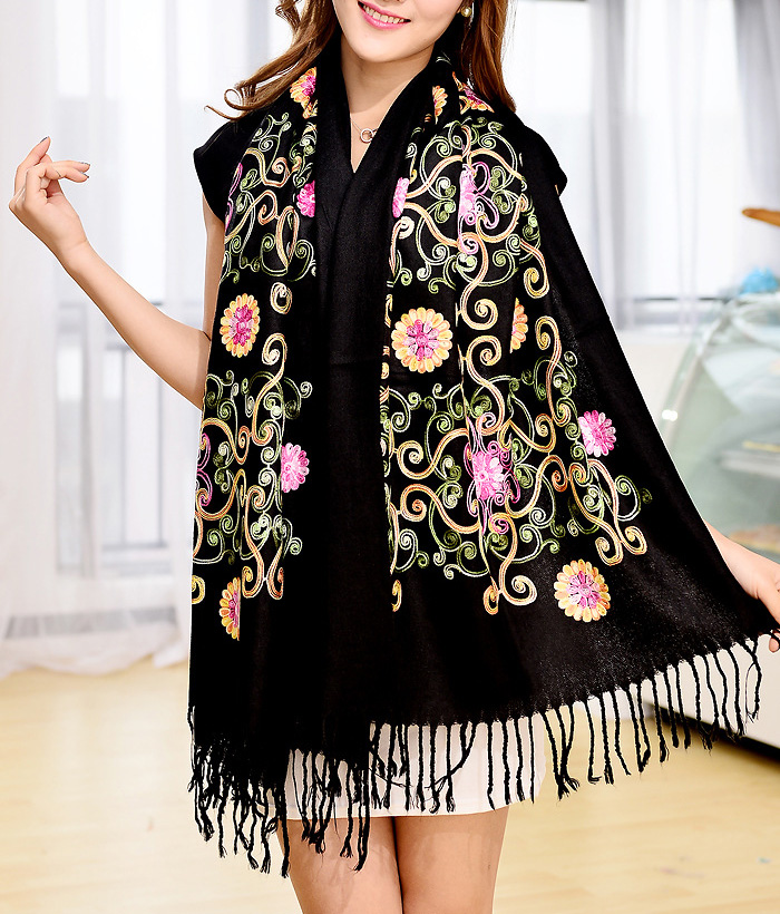 Wholesale embroidered cashmere scarves