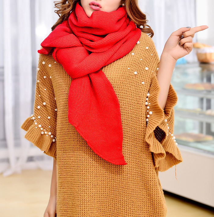 Wholesale wool knit triangle scarf