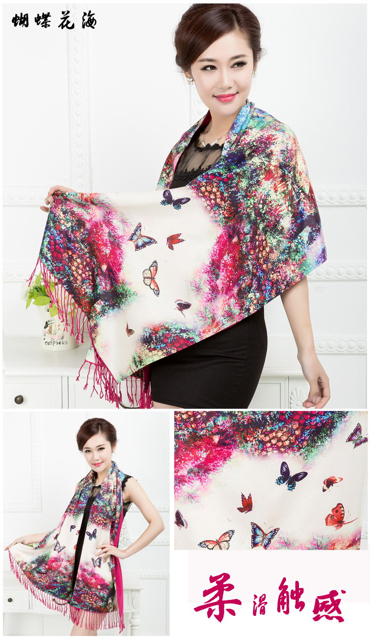 Digital print silk fabric scarf