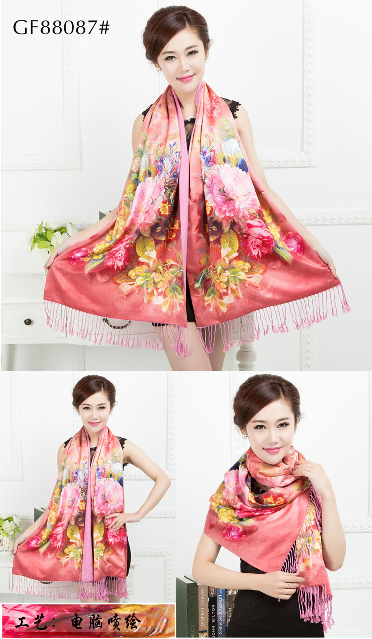 Digital print silk fabric scarf