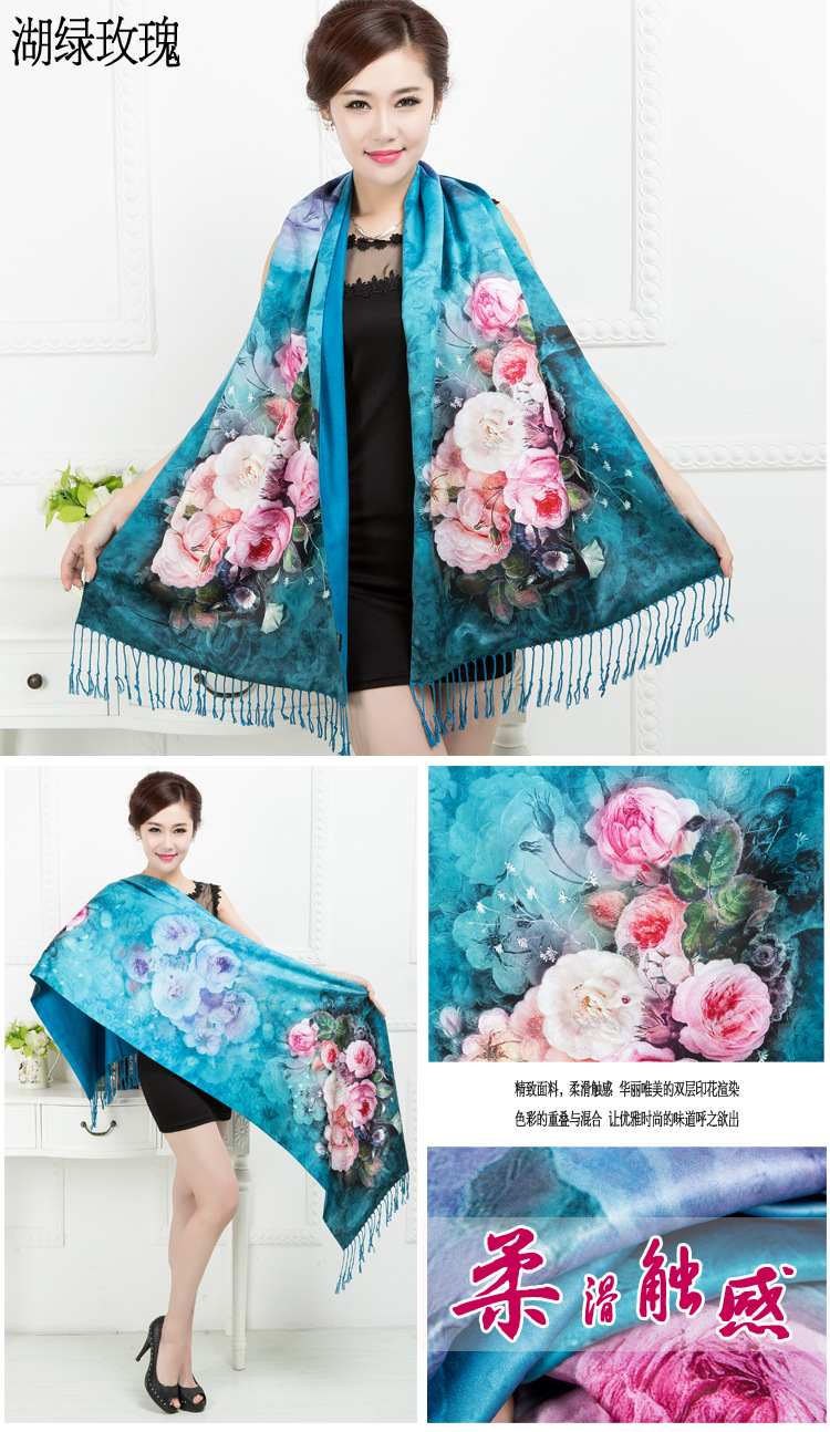 Digital print silk fabric scarf