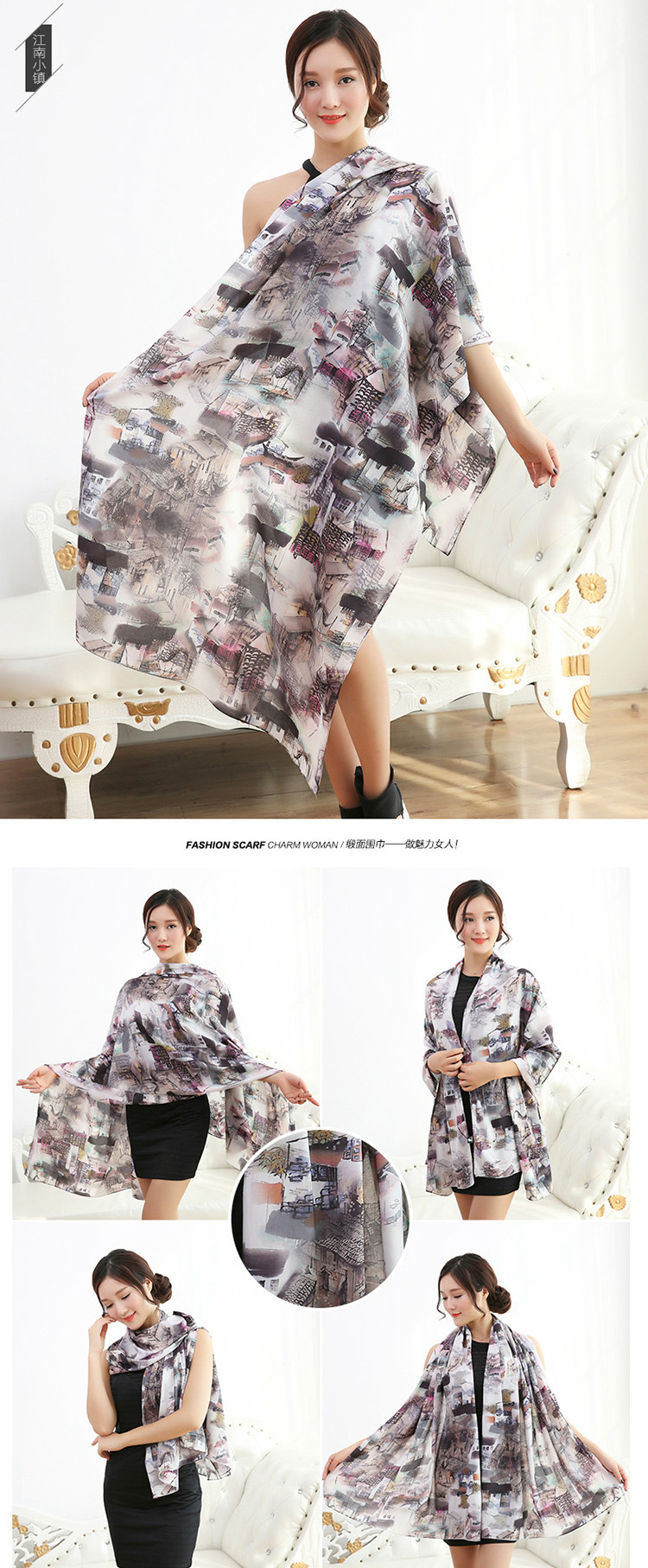 Wholesale satin silk scarf women