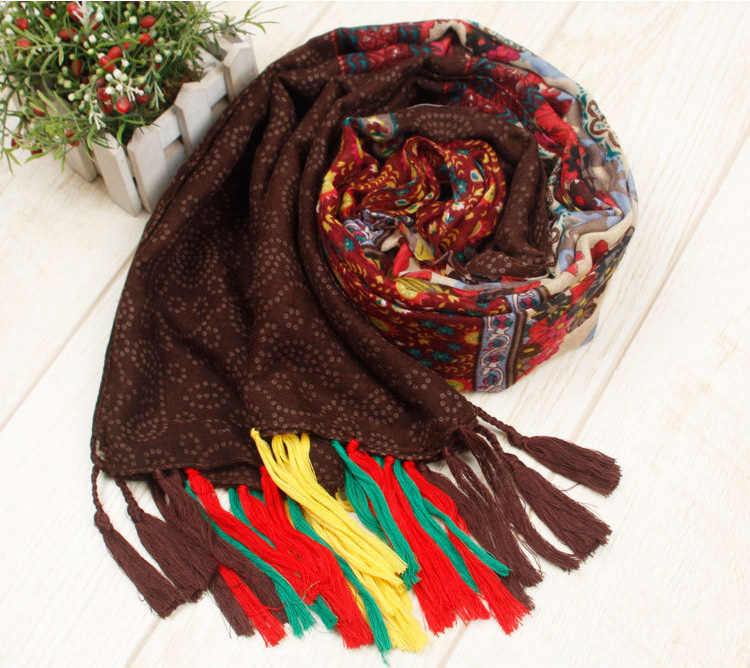 Floral fringed scarf wholesale