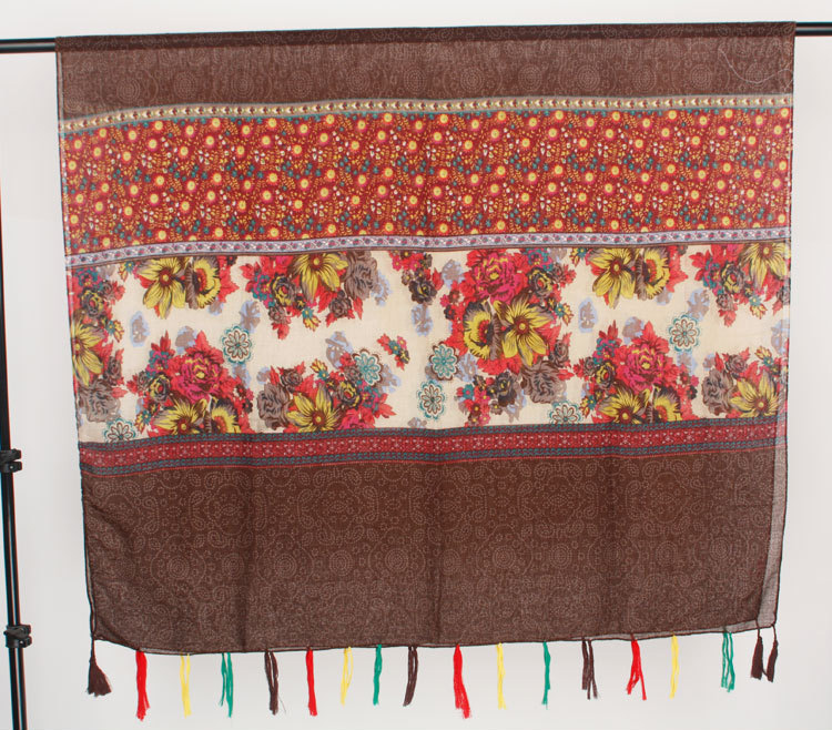 Floral fringed scarf wholesale