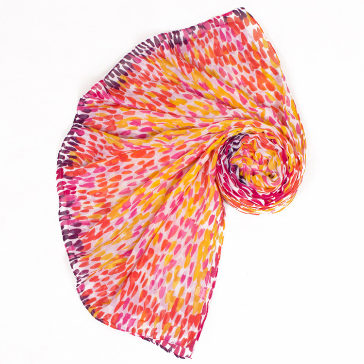 Viscose scarf with fringed