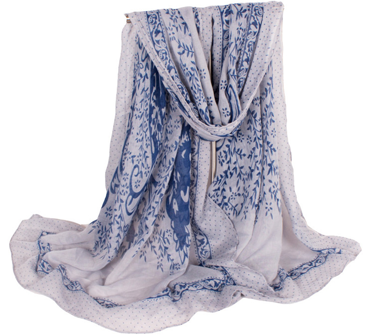 Wholesale viscose blue white scarf