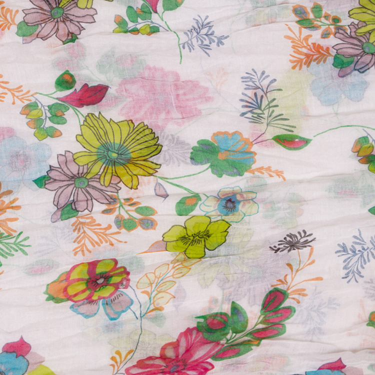 Floral print fringed scarf wholesale