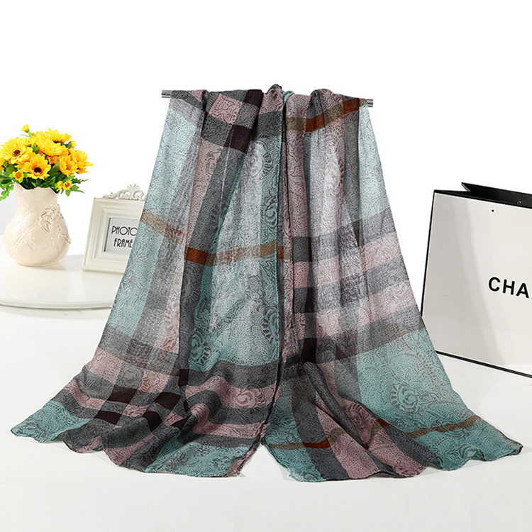 Wholesale check viscose scarf