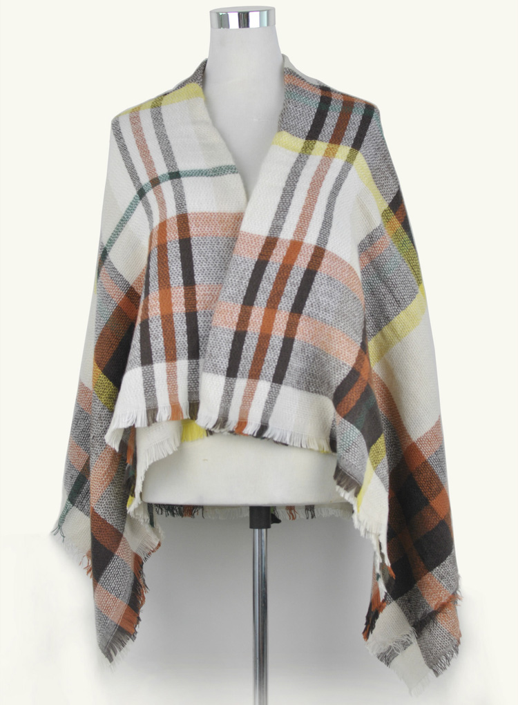Wholesale plaid women fringe scarf