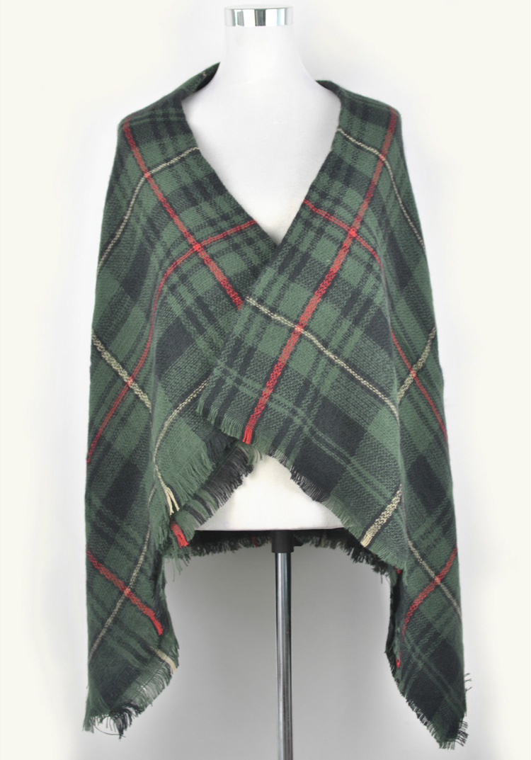 Wholesale plaid women fringe scarf