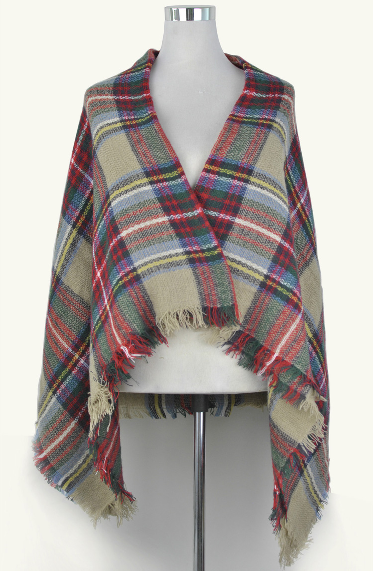 Wholesale plaid women fringe scarf