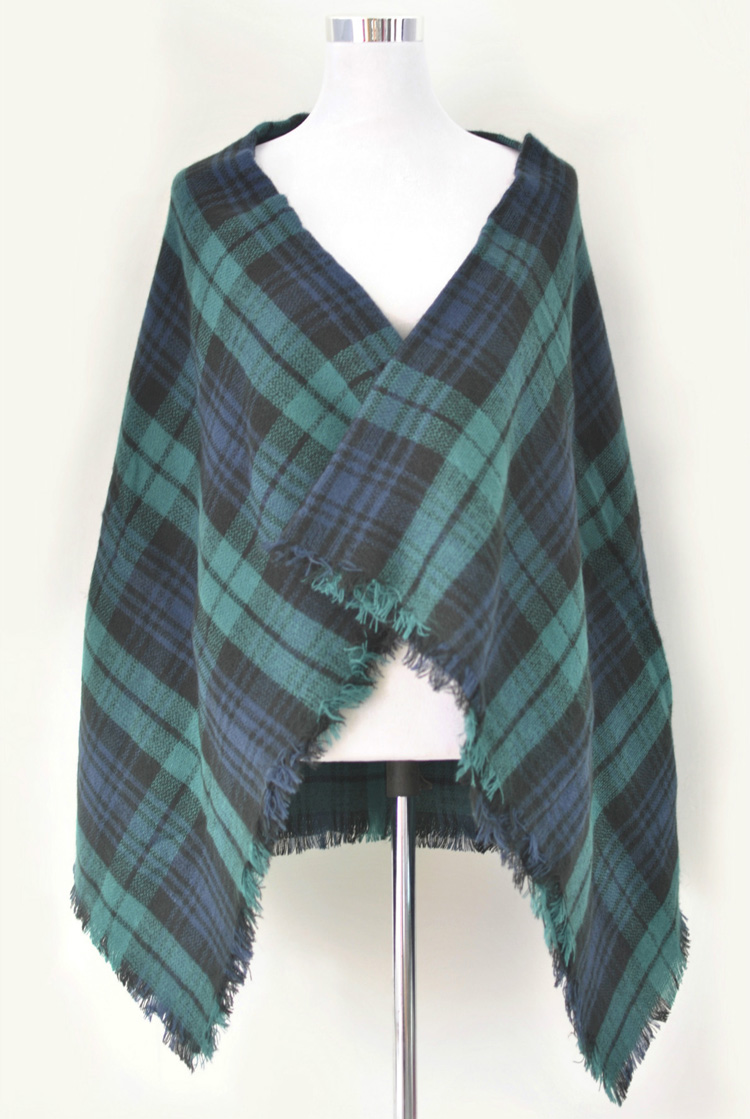 Wholesale plaid women fringe scarf
