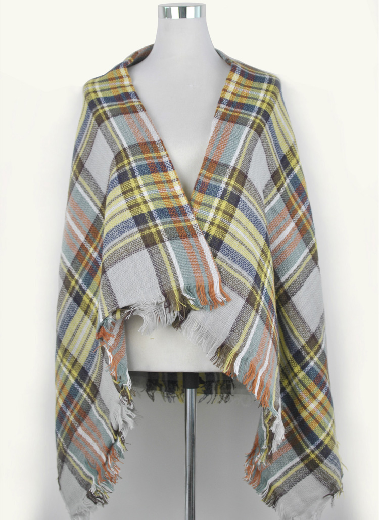 Wholesale plaid women fringe scarf