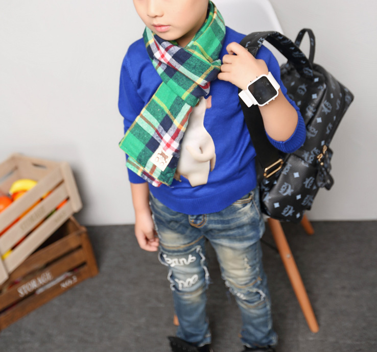 Wholesale kids cotton plaid scarf