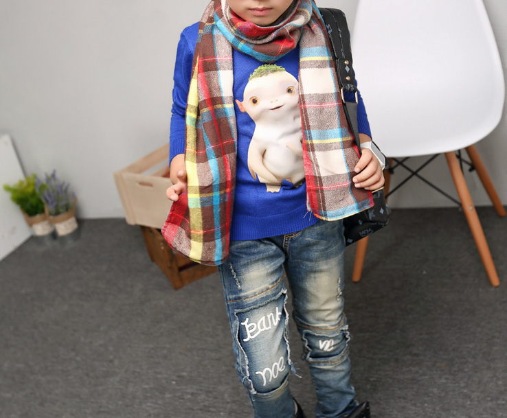 Wholesale kids cotton plaid scarf