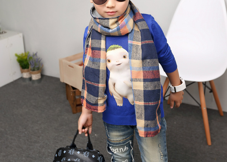 Wholesale kids cotton plaid scarf