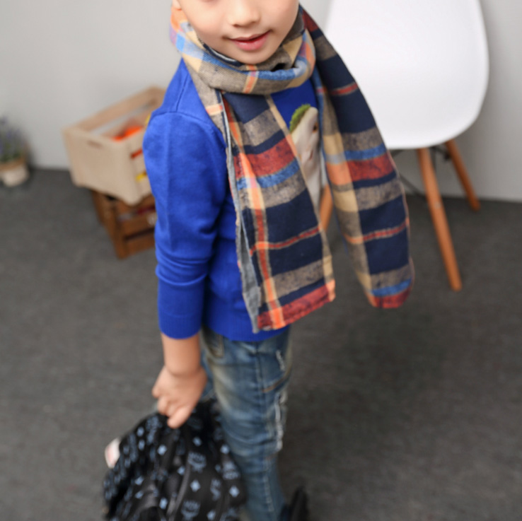Wholesale kids cotton plaid scarf