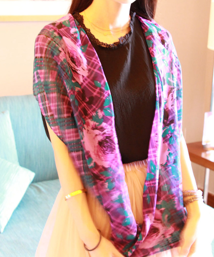 Wholesale floral chiffon twist scarf