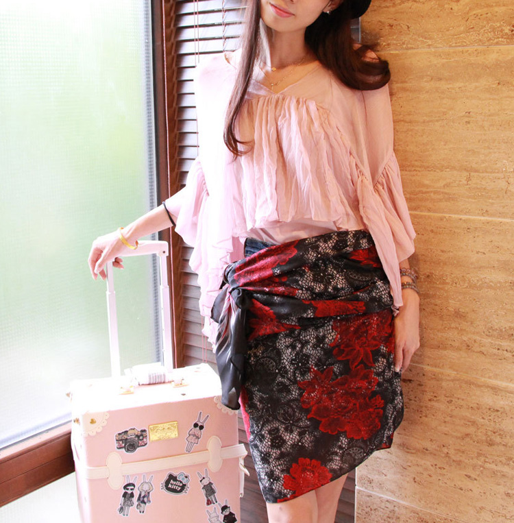 Floral chiffon silk long scarf wholesale