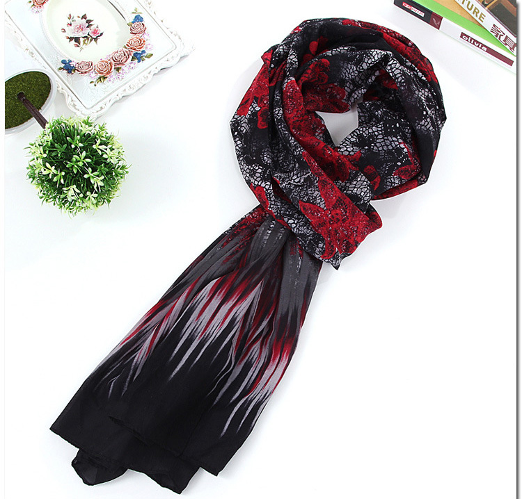 Floral chiffon silk long scarf wholesale