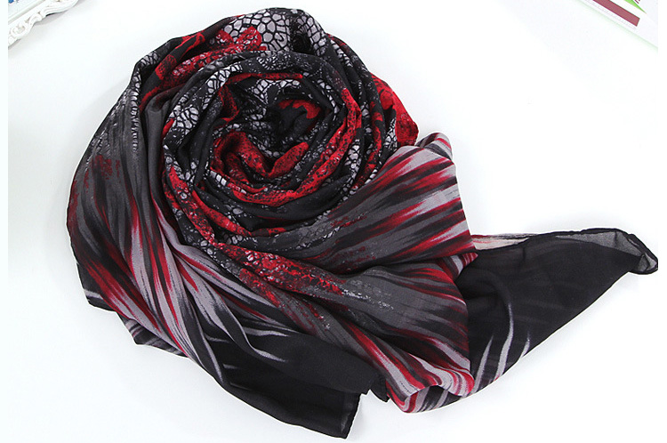 Floral chiffon silk long scarf wholesale