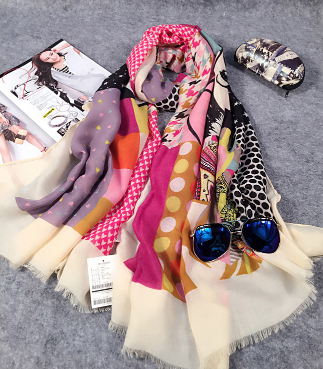 Wholesale plaid fringed scarf