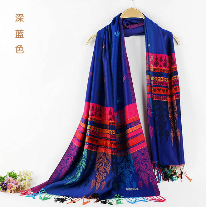 Wholesale ethnic printed fringed scarf