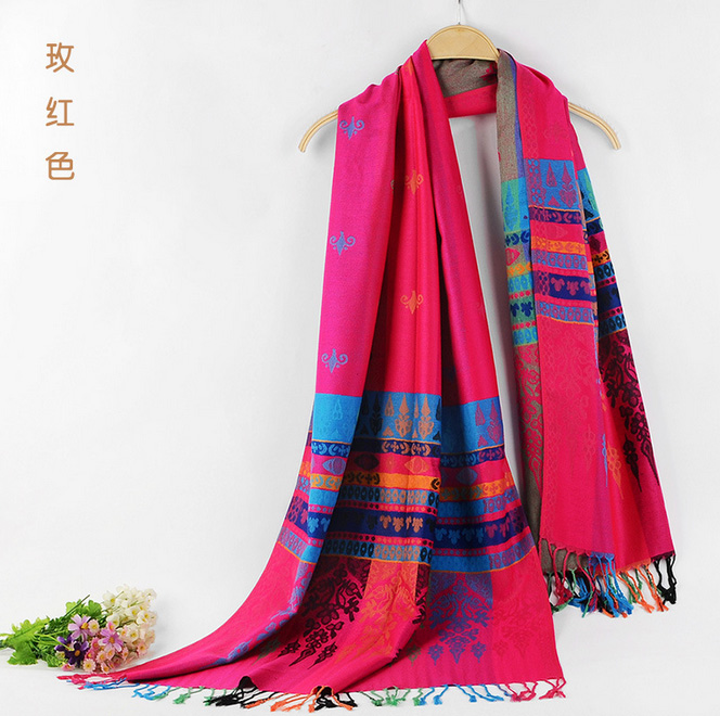 Wholesale ethnic printed fringed scarf