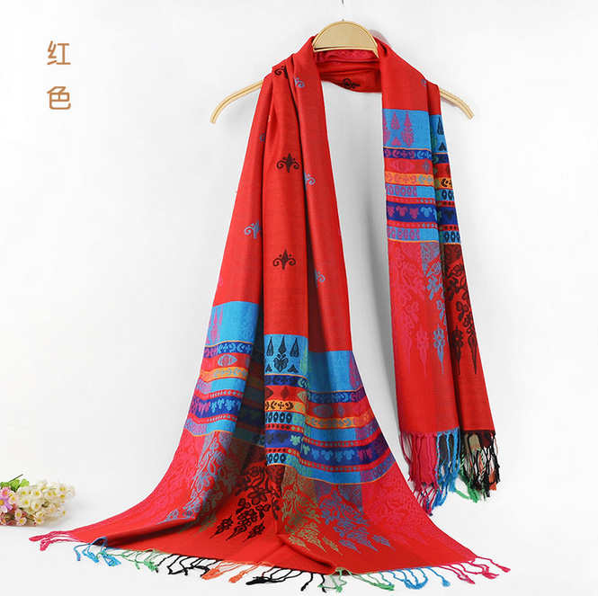 Wholesale ethnic printed fringed scarf