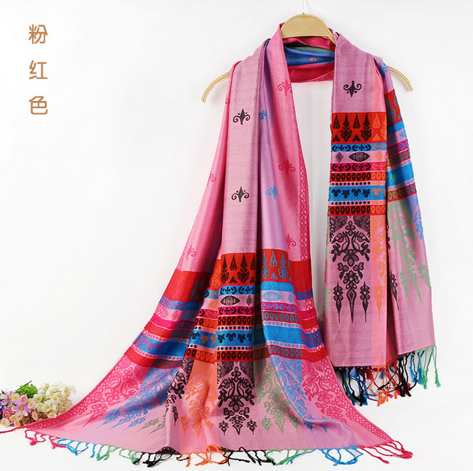 Wholesale ethnic printed fringed scarf