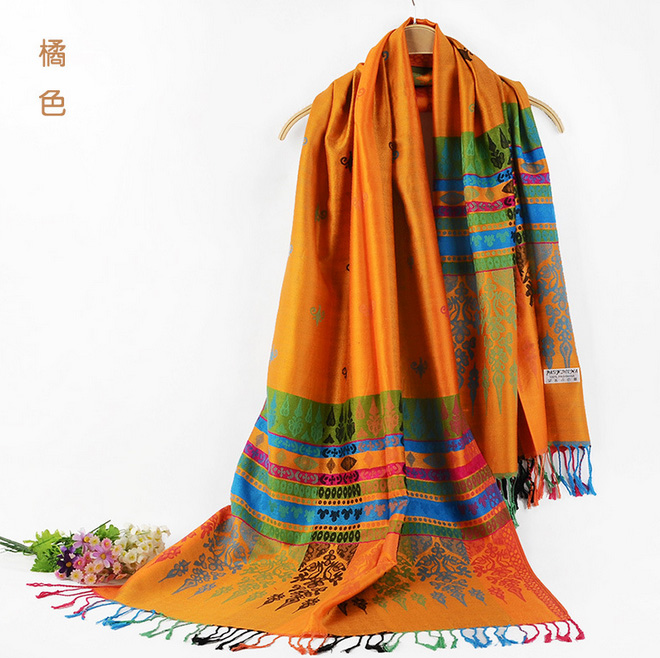 Wholesale ethnic printed fringed scarf