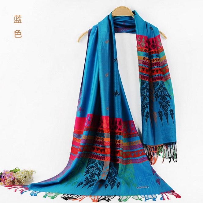 Wholesale ethnic printed fringed scarf