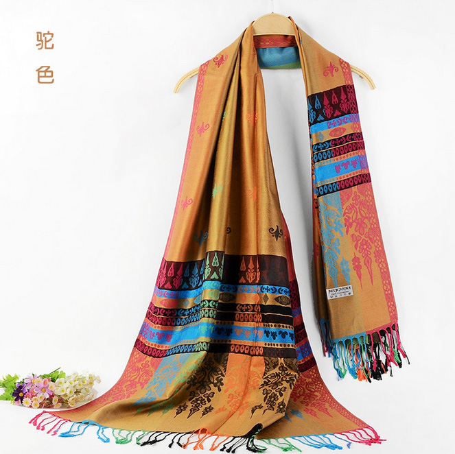 Wholesale ethnic printed fringed scarf