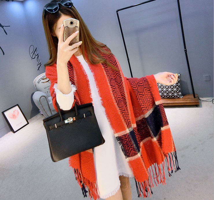 Wholesale cashmere fringed scarf