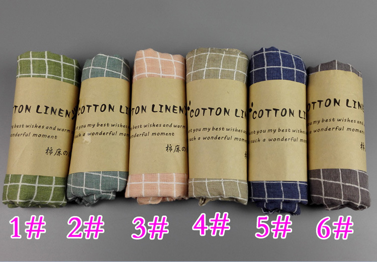 Pure cotton plaid scarf