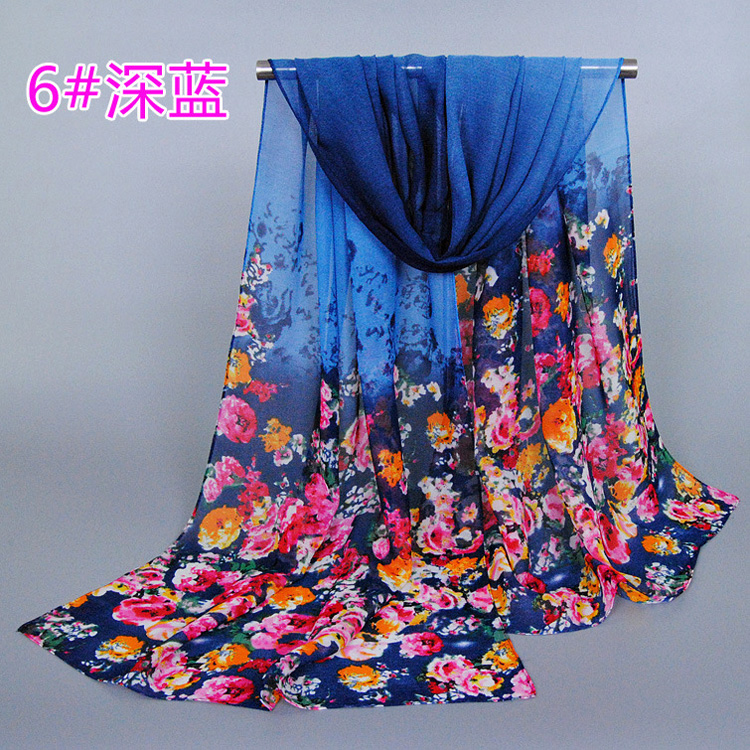 Floral print silk scarves