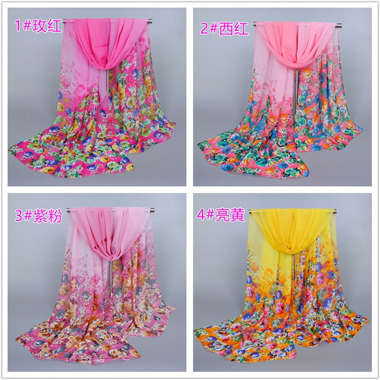Floral print silk scarves