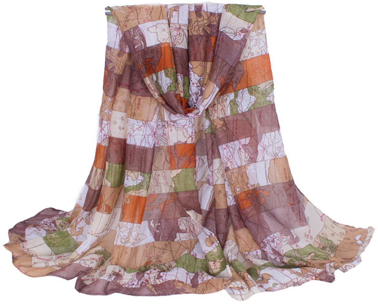 Map printed scarves wholesale