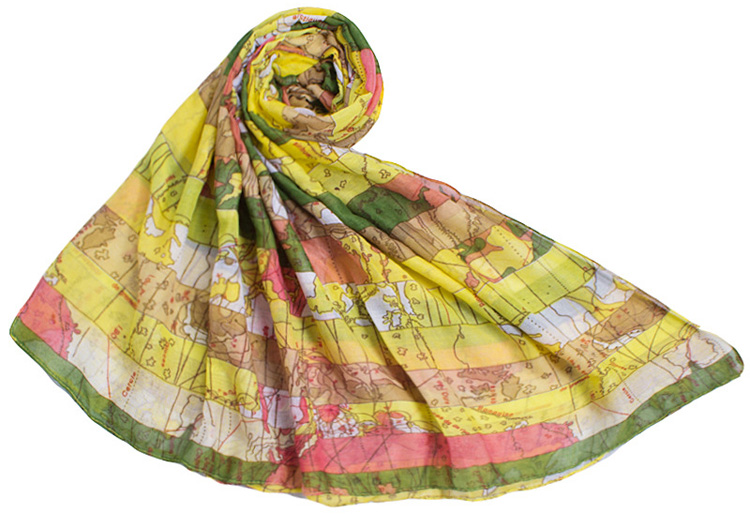 Map printed scarves wholesale