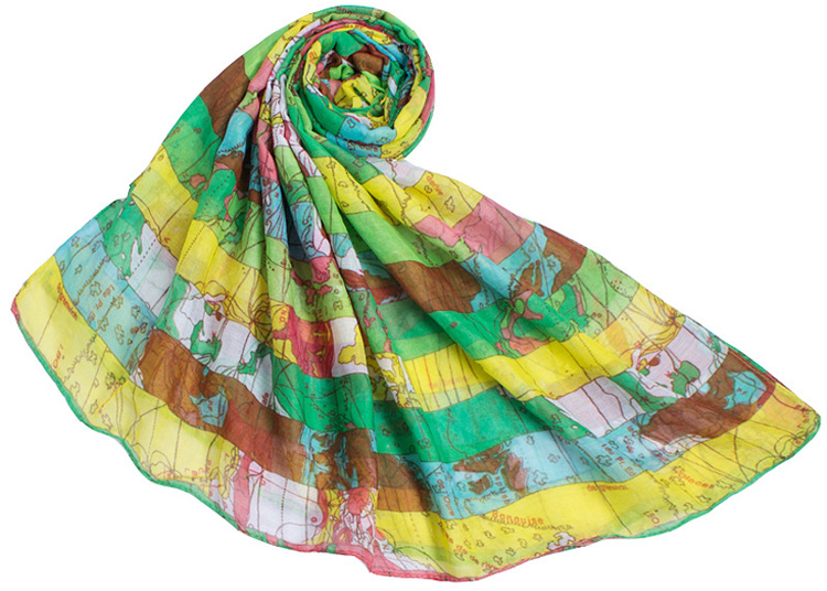 Map printed scarves wholesale