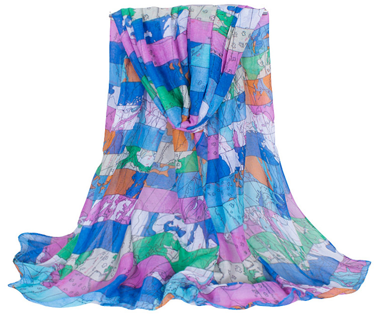 Map printed scarves wholesale
