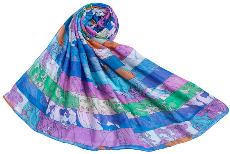 Map printed scarves wholesale