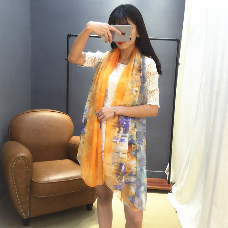 Pure silk chiffon scarf
