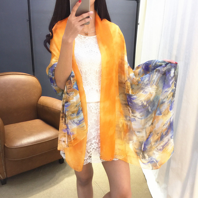 Pure silk chiffon scarf