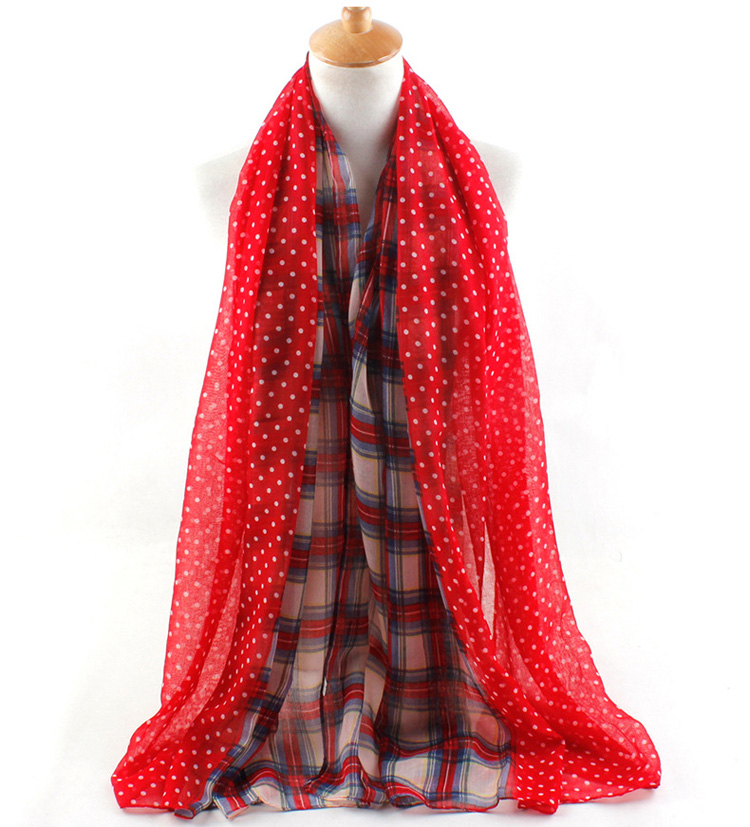 Viscose polka dot silk scarf