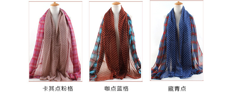 Viscose polka dot silk scarf