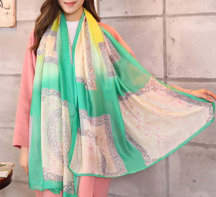 Lace print silk scarf